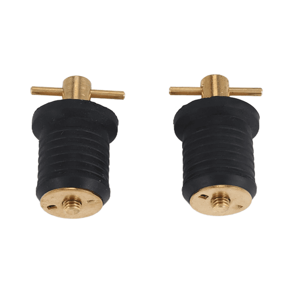 2 Pcs T-Handle Drain Plug Boat Rubber Plugs with Brass Handle