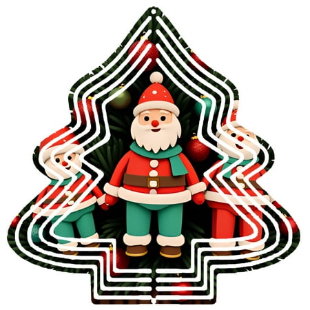 Metal Hanging Christmas Tree Wind Decorations – Festive Garden Spinners with Cheerful Santa Claus Design for Yard and Garden Decor Metal Hanging Christmas Tree Wind Decorations – Festive Garden Spinners with Cheerful Santa Claus Design for Yard and Garden Decor