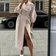 thumbnail image 2 of Hfyihgf Womens Oversized Long Trench Coat Puff Long Sleeve Notch Lapel Wool Peacoat Trendy Winter Warm Button Down High Waist Overcoat(Khaki,S), 2 of 6