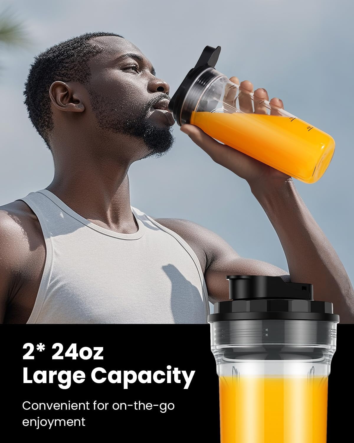 Blender for Smoothies, 900W Personal Blender with 2 x 24oz To-Go Cups For Smoothies Milkshakes, Juices,Black