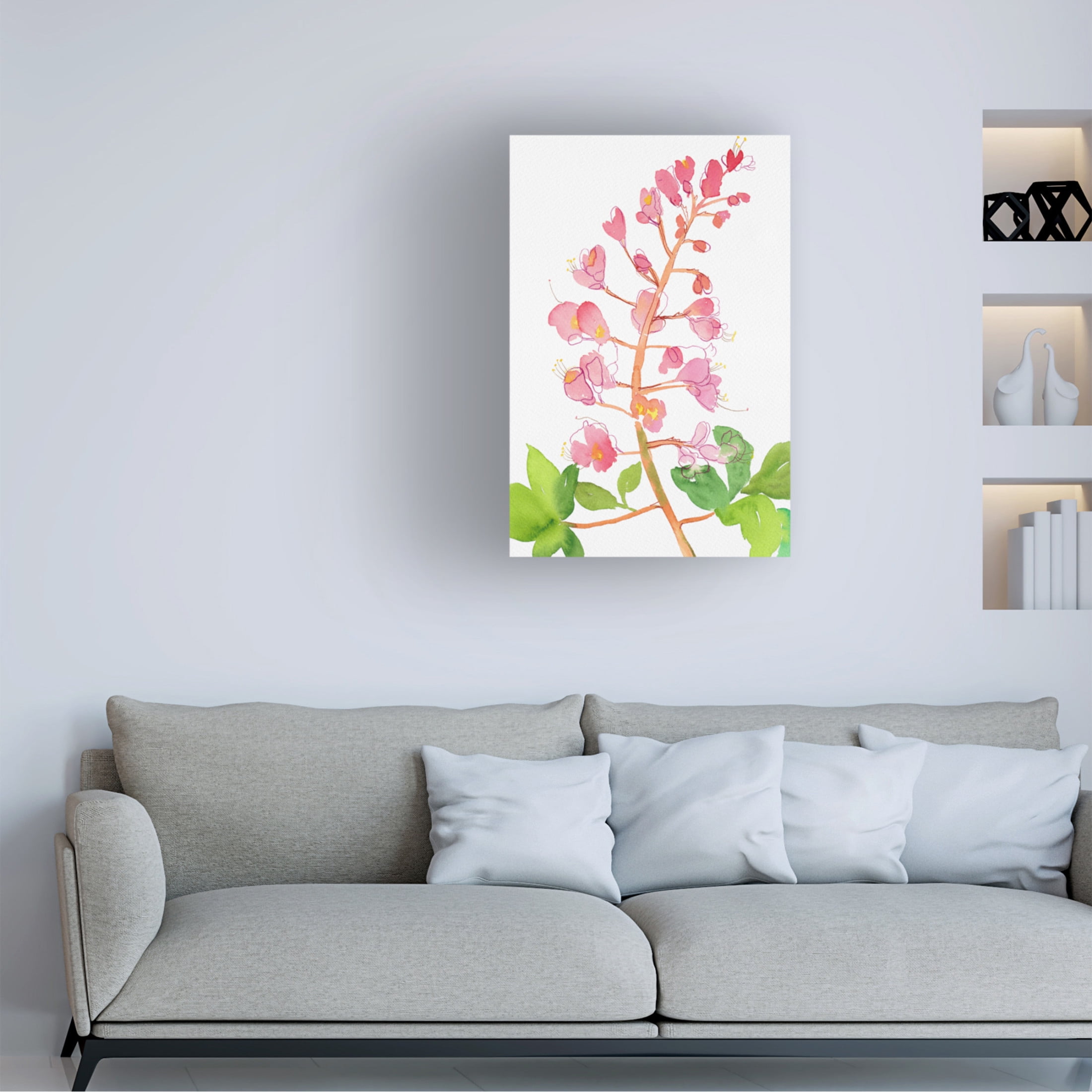 Trademark Fine Art Kata Botanical  Red horse chestnut or Aesculus A carnea with watercolor and ink Canvas Wall Art
