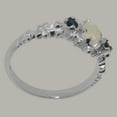 thumbnail image 4 of LBG British Made 14k White Gold Ring with Natural Opal & Sapphire Womens Engagement Ring - 33 size options - Size 7.25, 4 of 8