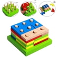 thumbnail image 2 of Kit de construcción Montessori de madera con formas geométricas, 2 of 5