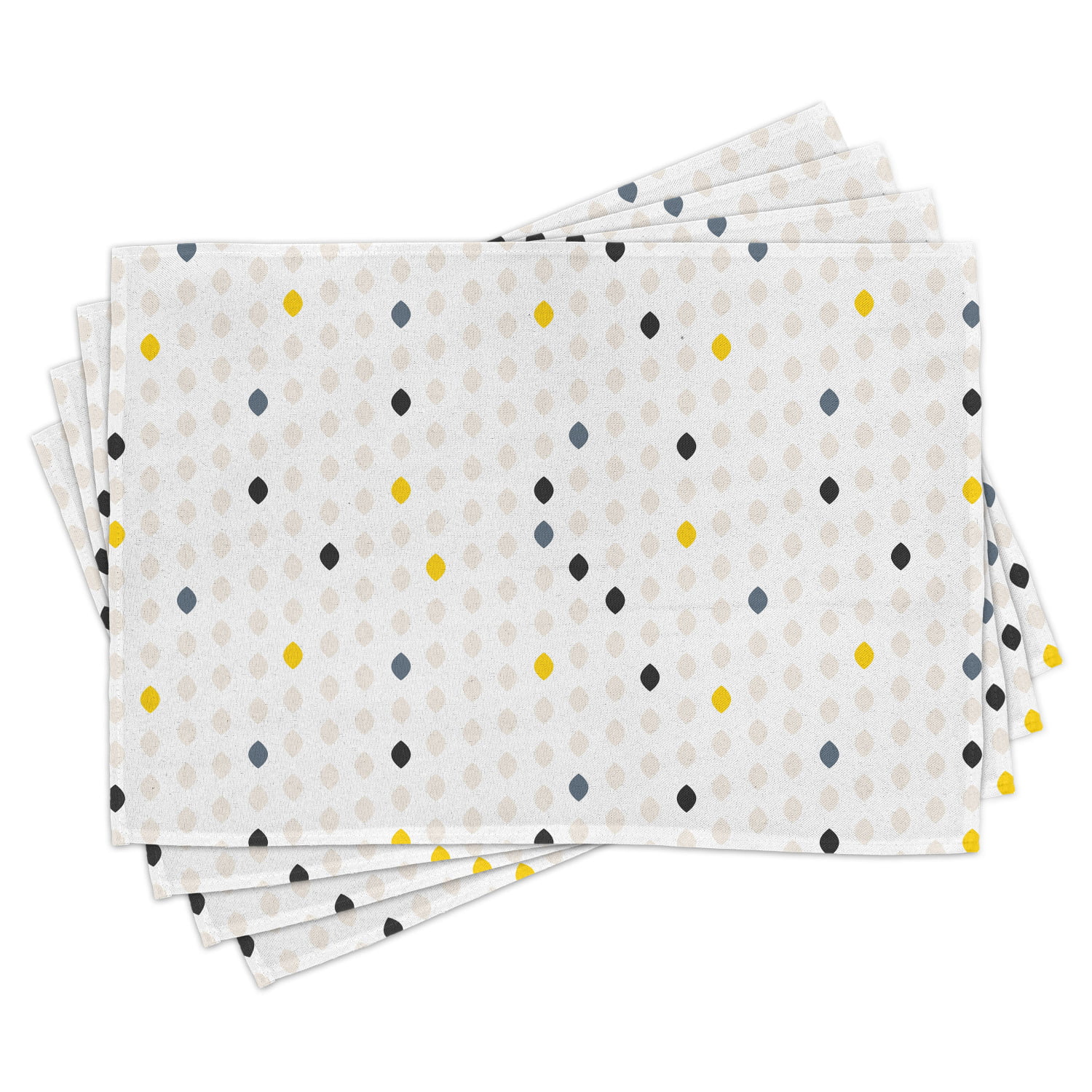 Set of 4 Grey Polka Dot Spots Spotty Placemats & Coasters Dining Table Mats 