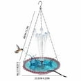 thumbnail image 6 of Solar Bird Bath Fountain Outdoor Hanging Feeder | Floating Water Feature Garden Decor | USB Powered with 4 Replaceable Spray Nozzles | Plastic & Metal | 18in x 9.25in | 2025 Patio Accessory, 6 of 8
