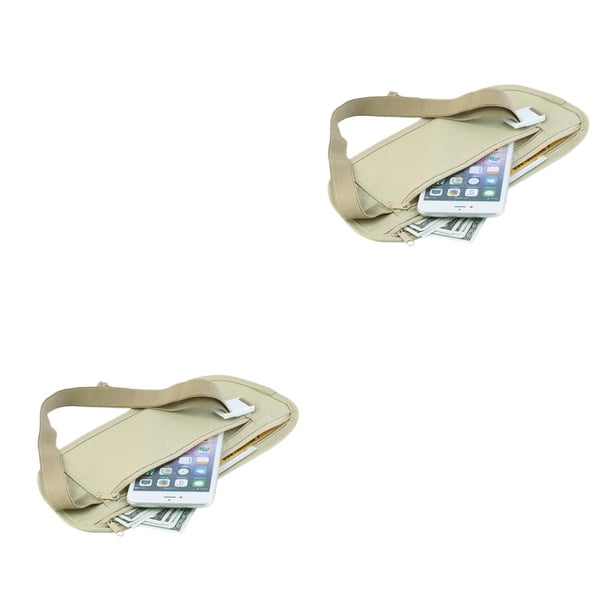 Minnieouse Riñonera para deportes al aire libre, bolsas de transporte, contenedor, billetera de seguridad, antirrobo, Unisex, Color sólido, No.1 2Conjunto
