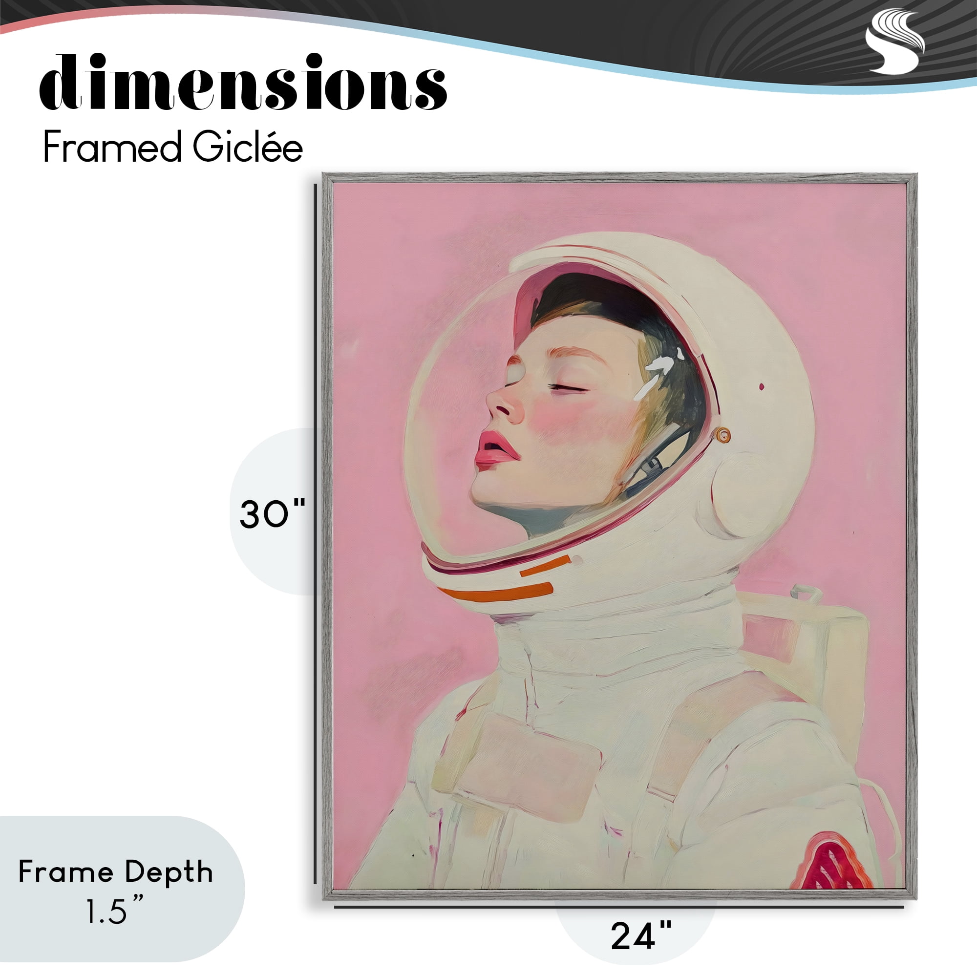 Stupell Industries Pink Astronaut Girl Gray Framed Giclee Art, design by The Prints Vibe