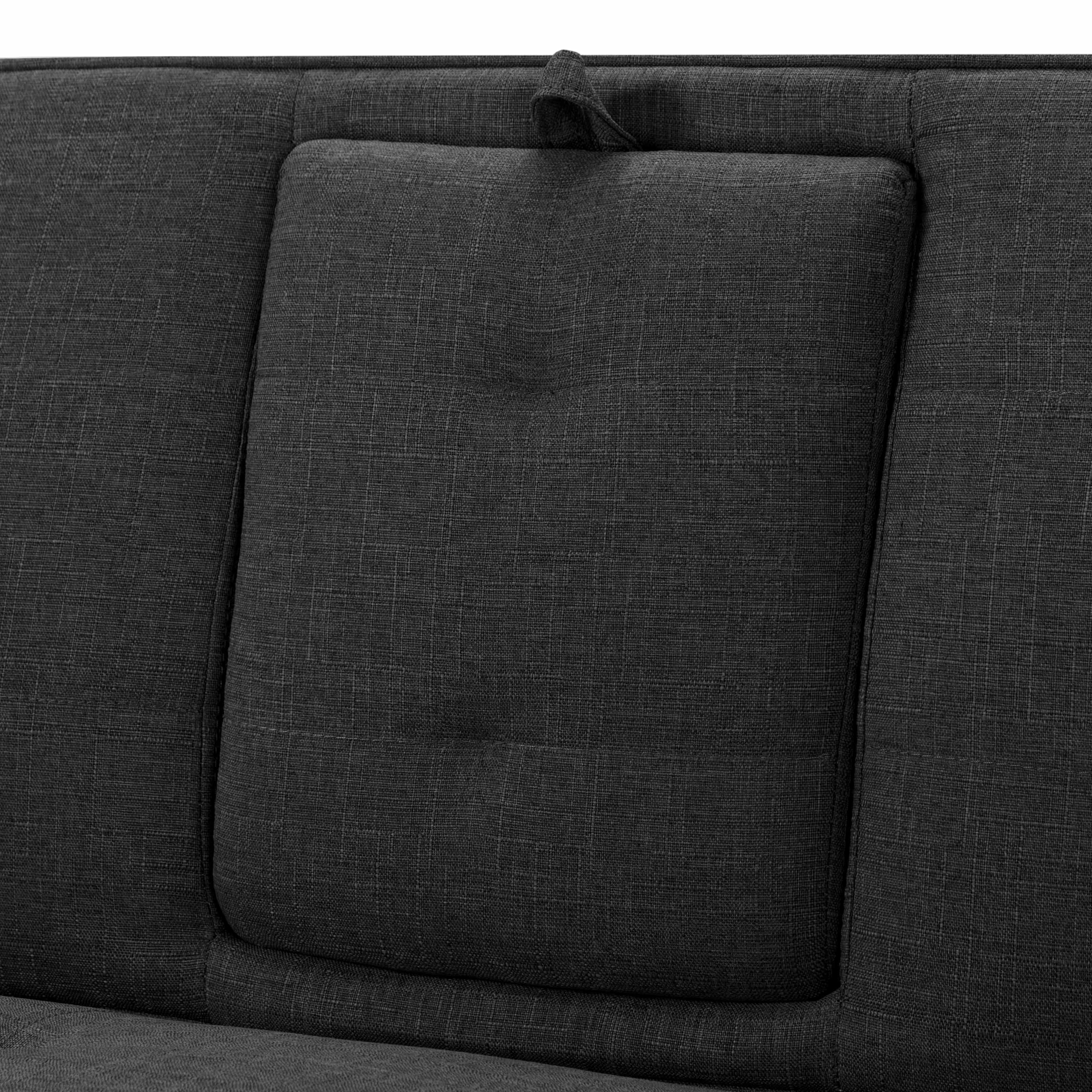 BSHTI Twin Size Futon Convertible Sleeper Sofa Bed,Polyester Upholstery,3 Angles for Adjusting Backrest with 2 Cup Holders,Removable Arm Cushions,Dark Gray