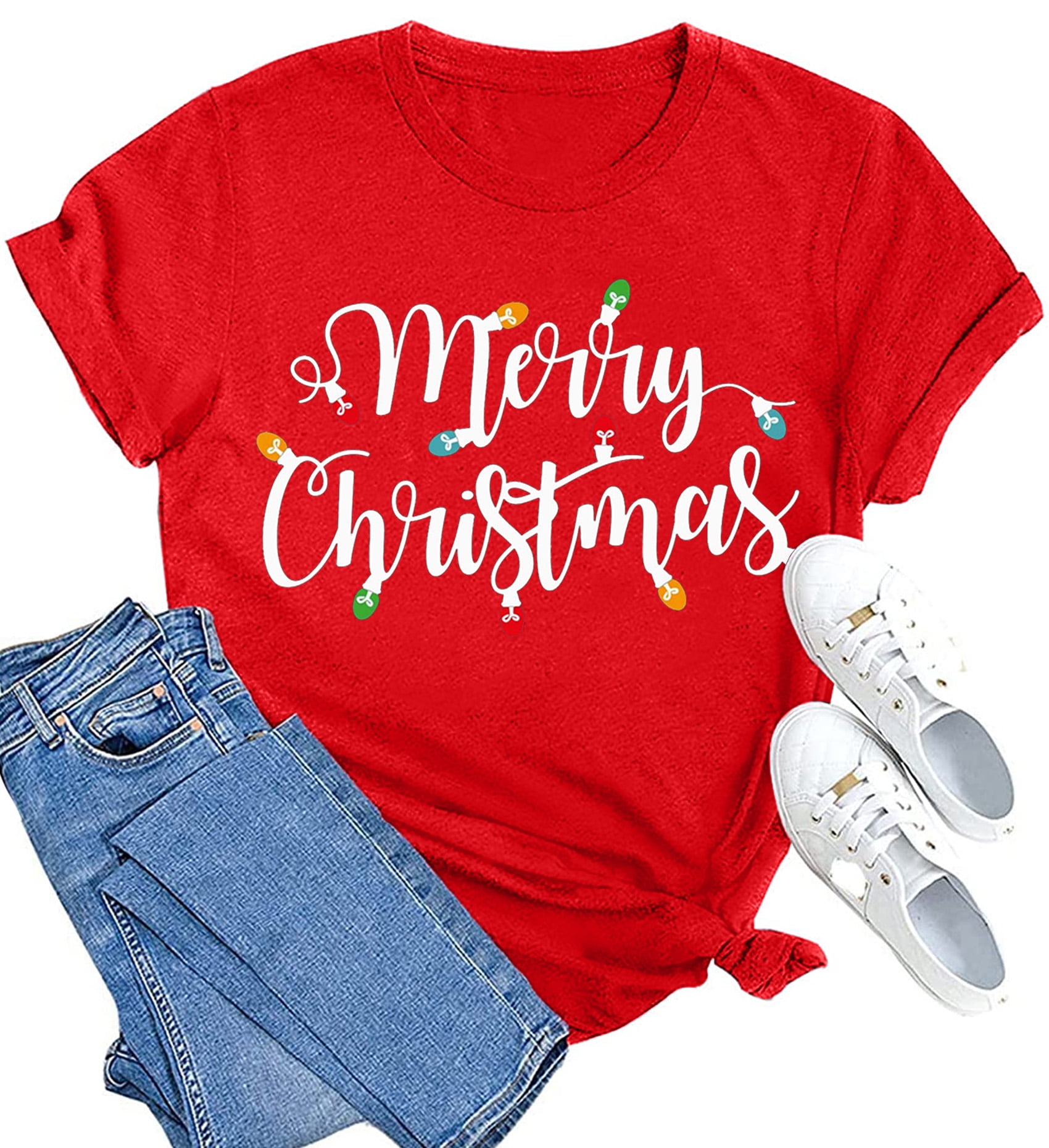 Christmas Shirts Womens Merry Christmas Shirt Xmas Holiday Tshirt