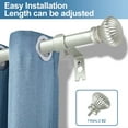 thumbnail image 2 of Urbanest Single Curtain Rod with 8 Clip Rings & Decorative Fluted Ball Finials – Classic Metal Window Drapery Rod Set, Heavy-Duty & Adjustable, 5/8" Diameter, 28" to 48", Antique Silver/Pewter, 2 of 7