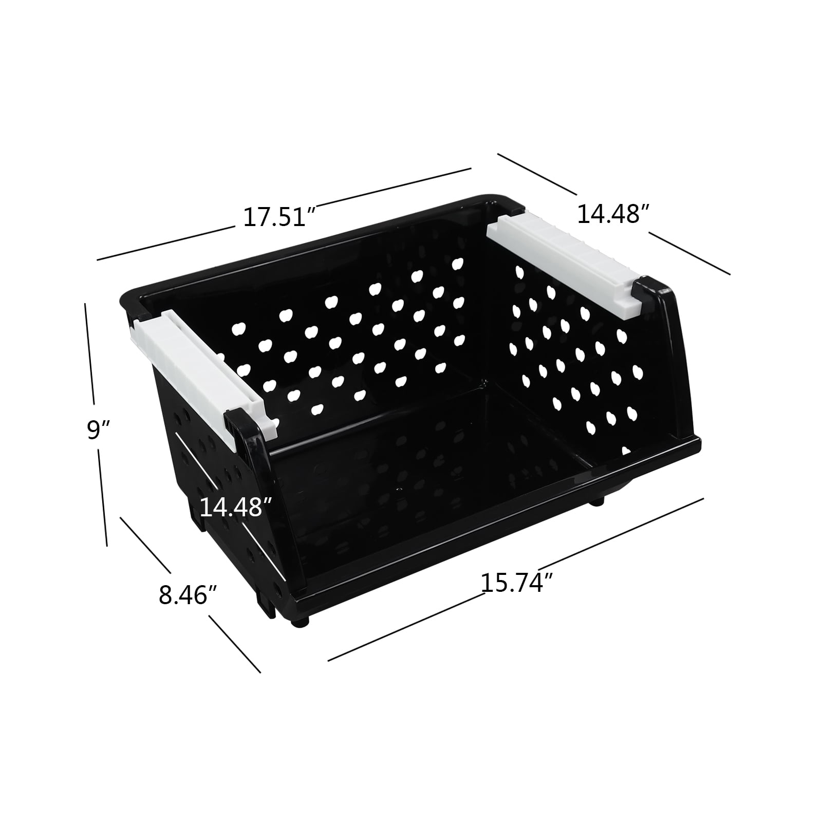 Teyyvn 3 Packs Plastic Stackable Storage Baskets, Stacking Plastic Bins for Organizer,  Black