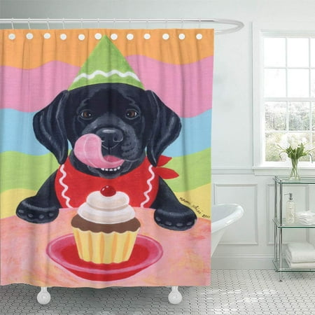 Yusdecor Labrador Black Lab Puppy Birthday Painting Funny Party Retriever Bathroom Decor Bath Shower Curtain 66x72 Inch Walmart Canada