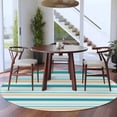 thumbnail image 3 of Round Area Rug 8 Ft, Teal Khaki Striped Washable Non-Slip Circle Carpet for Living Room/Bedroom, Farmhouse Stripes Modern Abstract Art Collection Low-Profile Large Area Rugs for Indoor, 3 of 8