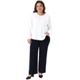 thumbnail image 3 of DARING DIVA Women's Plus Crew Neck Pleated Blouse 2X White, 3 of 6