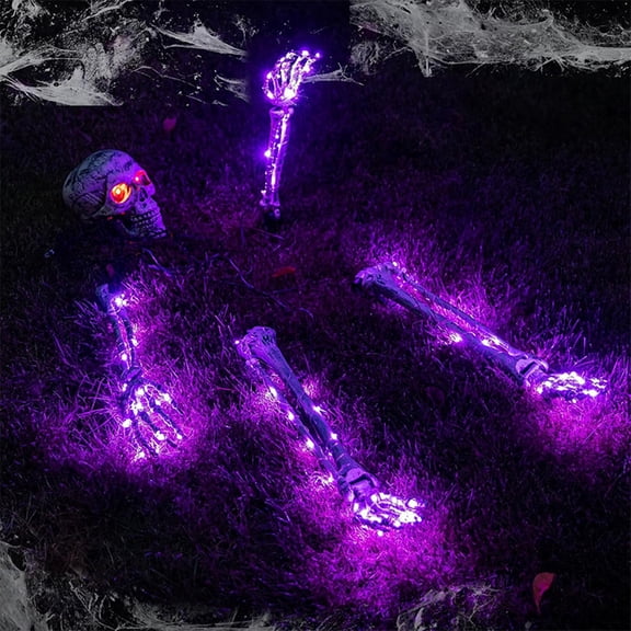 XZKING  Halloween Decoration Outdoor, Skeleton Skull 5 Piece Set 128 LEDs 8 Modes Transformersf Operated Lights with Remote Control for Halloween Party Porch Fireplace Decor