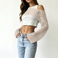 thumbnail image 6 of Lumtrix Crop Crochet Tops for Women Hollow Out Long Sleeve Bolero Shrug See Through Sweater Casual Bikini Beach Cover Up Beige XL, 6 of 6