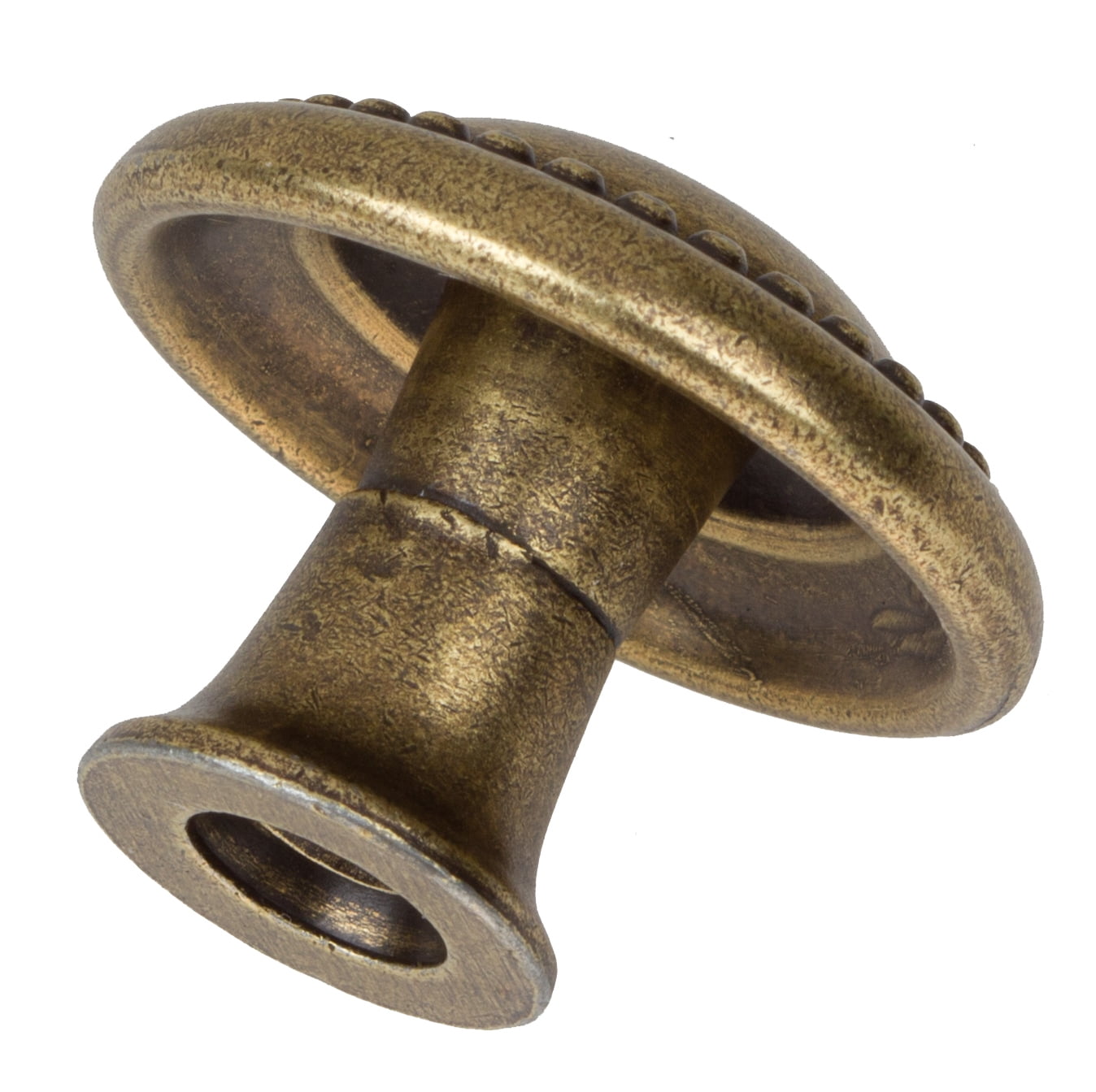 GlideRite 1.25 in. Round Beaded Cabinet Knobs, Antique Brass, Pack of 10