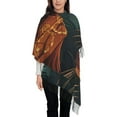 thumbnail image 3 of Zufioo Banana Leaf Meditating Gorilla Print Long Plush Tassel Scarf, Winter Shawl Accessories for Women, 3 of 8