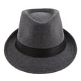 thumbnail image 2 of Fedora Hat Winter Manhattan Structured Wool Gangster Jazz Panama Hat Gray, 2 of 8