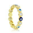 thumbnail image 2 of Beaux Bijoux Blue and White Enamel Evil Eye Ring for Women - Gold Plated Bridal Engagement Ring for Women - Unique Eternity Band Ring, 2 of 7