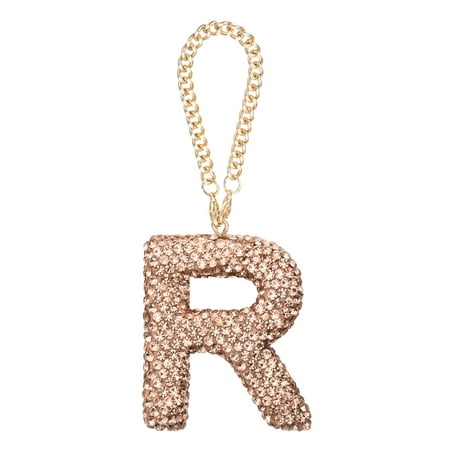 Uxcell Bling Car Letter Charm Initial R Letter Rear View Mirror Decoration Champagne