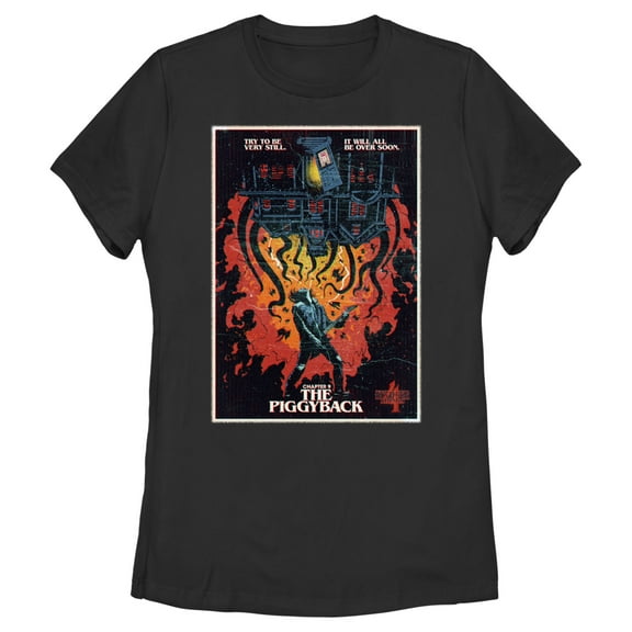 Netflix Women's Stranger Things Retro Piggyback Poster Graphic T-Shirt