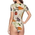 thumbnail image 3 of Uemuo Cute Vegetables Pattern Women's One Piece Short Sleeve Swimsuit Rash Guard Surfing Modest Quick-drying Swimsuit Beach Essentials-Small, 3 of 9