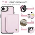 thumbnail image 3 of Allytechgroup 2 In 1 Wallet Case for iPhone 16e, Detachable Magnetic Back Cover Cards Holder Premium PU Leather Stand RFID Blocking Bumper Shockproof Case Cover for iPhone 16e, Pink, 3 of 11