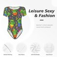 thumbnail image 4 of Pofeuu Cactus In Pots Print Short Sleeve Body Suits Women Round Neck Bodysuits for Women Onesie Adult Set Body Suit-, 4 of 7