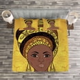 thumbnail image 3 of Ambesonne African Quilted Bedspread Set 3 Pcs, Portrait, King Size, Yellow Brown Cocoa, 3 of 3
