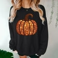 thumbnail image 5 of TKLPEHG Thanksgiving Pumpkin Sweatshirt for Women Funny Fall Pumpkin Graphic Sweatshirts Long Sleeve Pullover Tops (Black,L), 5 of 5