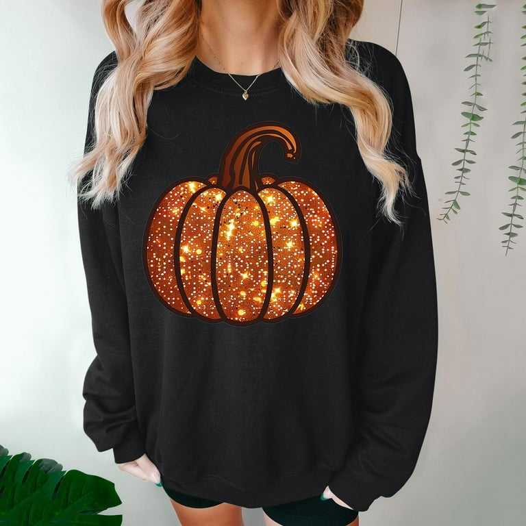 バッキー JingHai Women's Cute Halloween Sweatshirts Sequin Spooky