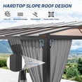 thumbnail image 6 of Gotland 10FTx28FT Outdoor Wall-Mounted Hardtop Pergola, Metal Frame Gazebo with Sloping Sun Panel Roof and Double Curtains for Patio, Garden, Lawn, Grey, 6 of 8