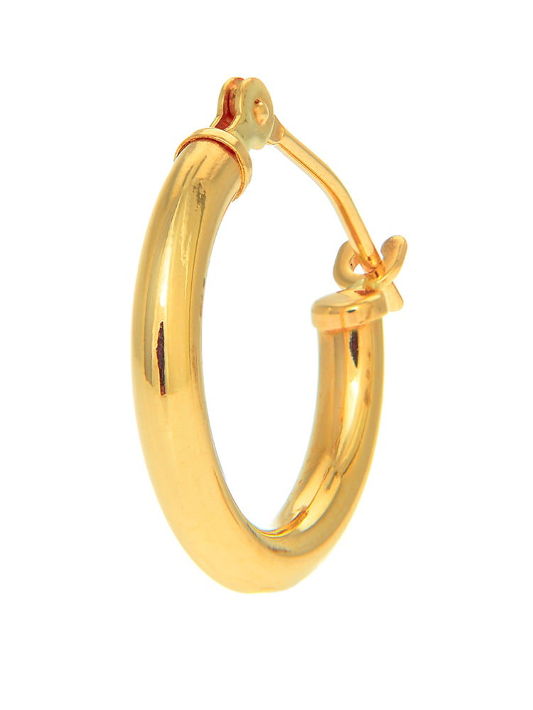 14k Yellow Gold Polished Oval Hinged Post Tubular Hoop Earrings 14mm x 3mm