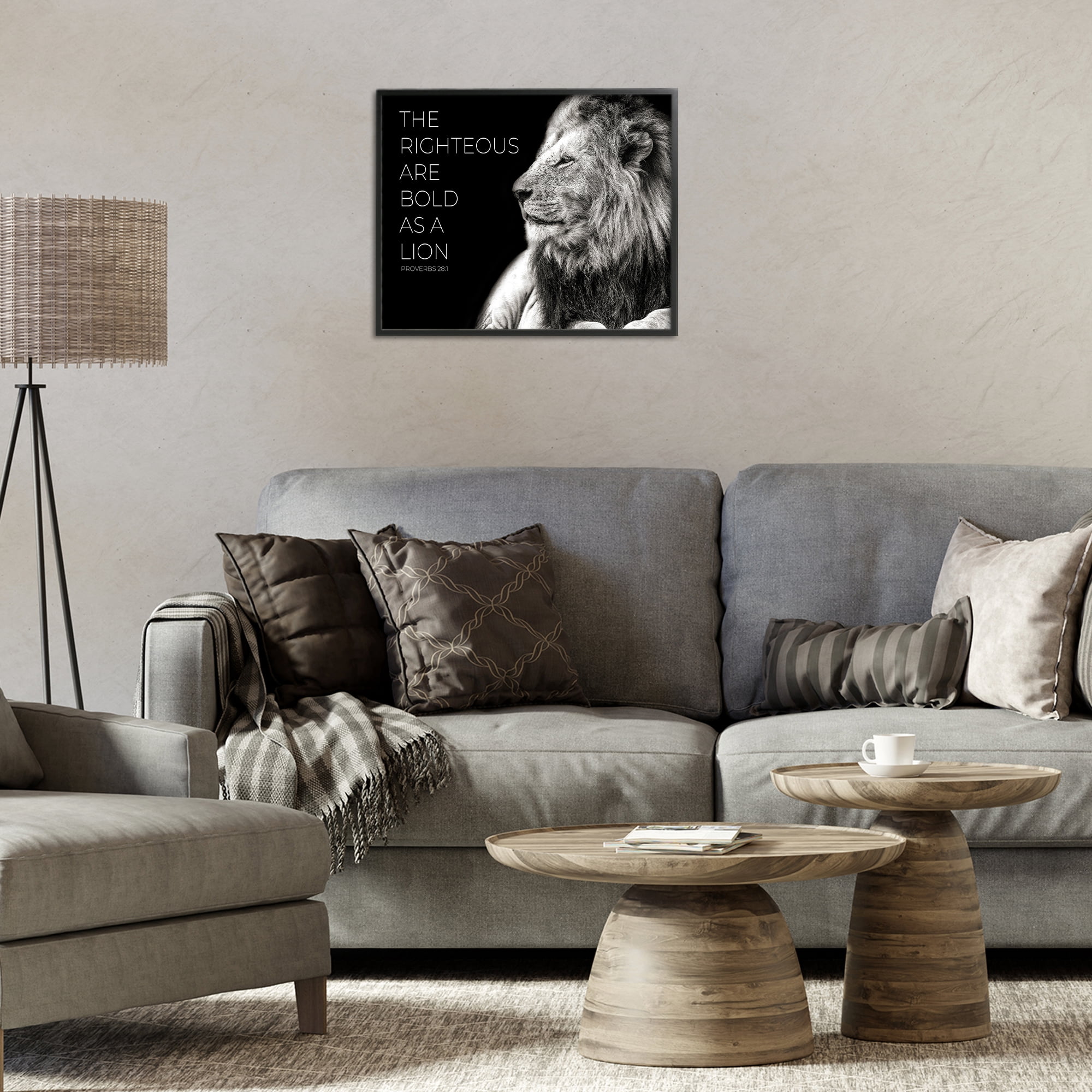 Stupell Industries The Righteous Bold As A Lion Black Framed Giclee Art, design by Shelley Lake