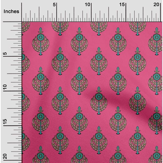 oneOone Polyester Lycra Fabric Leaves & Floral Block Print Fabric By Yard 56 Inch Wide