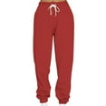 thumbnail image 3 of Avamo Ladies Tracksuit Set V Neck Jogger Sets Solid Color Two Piece Outfit Breathable Sweatshirt And Sweatpant Sports Sweatsuits Red S, 3 of 5