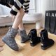thumbnail image 2 of Botas de nieve para mujer, piel de lana, un lazo de punto, terciopelo, tubo alto grueso, zapatos de algodón gris para mujer oso de fresa Hogar, 2 of 5