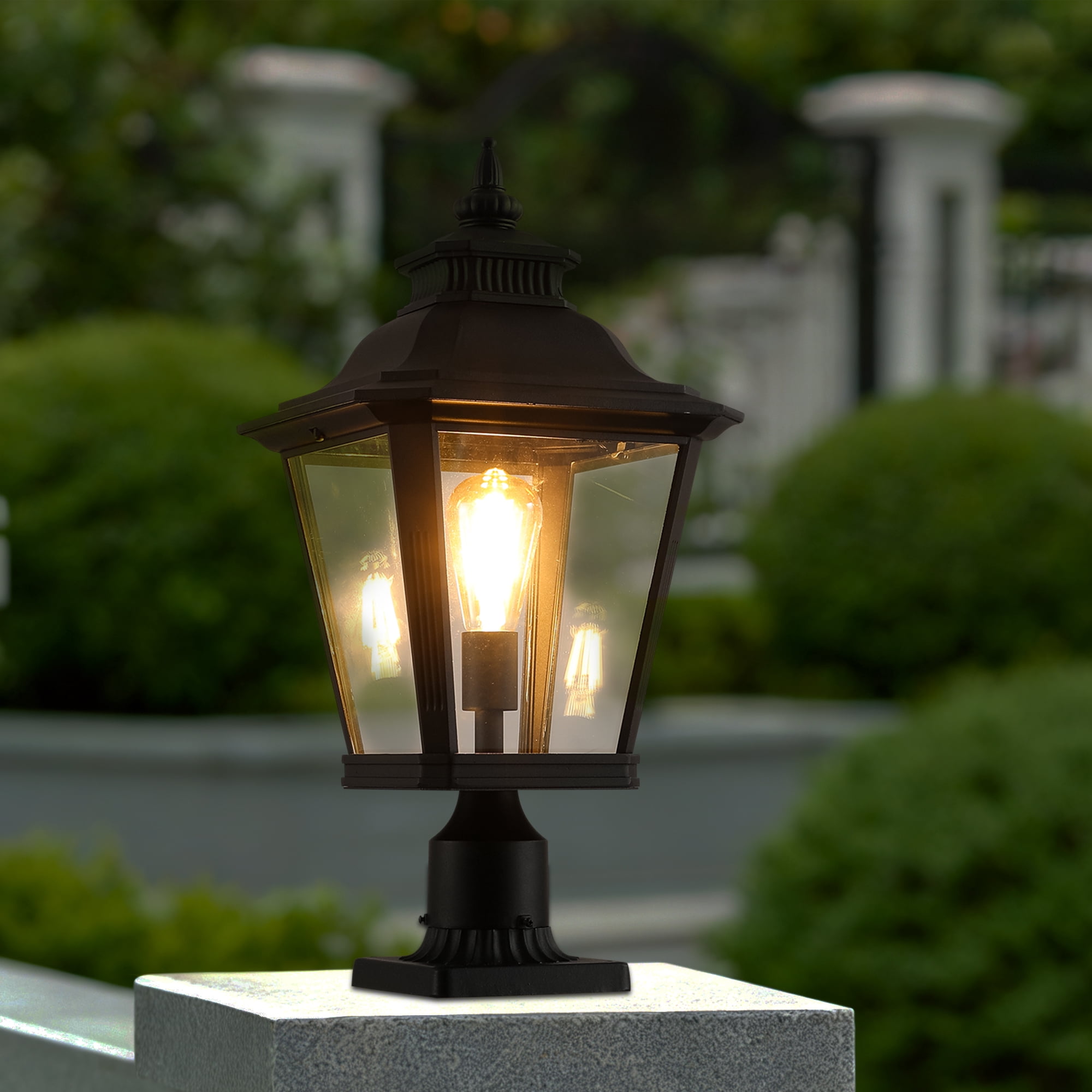 GCGAFUL 2 Pack Outdoor Post Light, 21 in Waterproof Lamp Post Light Fixtures with Pier Mount Base for Garden, Patio, Fence (Bulb Not Included)