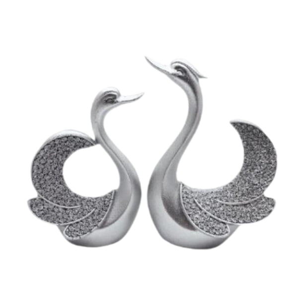 2x estatuas de cisne figuras de animales regalos de cumpleaños adornos de resina decorativa esculturas de San Valentín para bookshelf cafe gabinete de Plateado