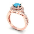 thumbnail image 2 of Clara Pucci 14K Rose Gold Solid Gold Turquoise Solitaire with Accents Anniversary Ring for Women - 1.3125 cttw Round Cut, 2 of 8
