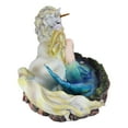 thumbnail image 2 of Blonde Mermaid Siren Princess Ariel With Rare White Unicorn In Lily Pond Statue, 2 of 8
