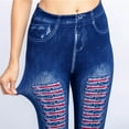 thumbnail image 4 of Women's Denim Print Fake Jeans Look Like Leggings Sexy Stretchy High Waist Slim Skinny Jeggings Tights for Women, 4 of 7