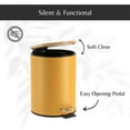 thumbnail image 5 of Mustard Yellow Trash Can with Bamboo Lid and Pedal, 2.5L Capacity, 5 of 7