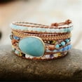 thumbnail image 4 of K-KED Women's 5 Strands Leather Strap Boho Bracelets Natural Tianhe Stones Woven Wrap, 4 of 8