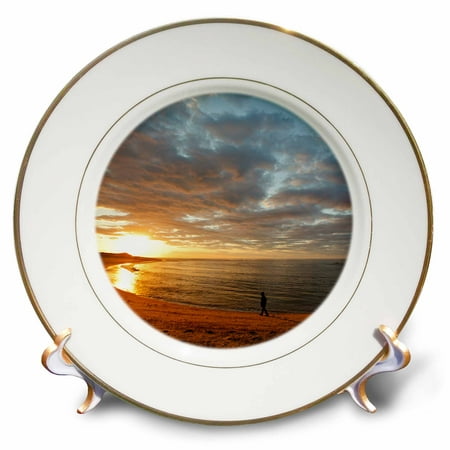 3dRose A girl walks on the beach Cape Cod National Seashore, Massachusetts. - Porcelain Plate,