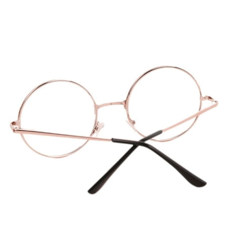 

transmi Women Men Large Frame Clear Lens Round Circle Eye Glasses Nerd Vintage New Rose