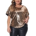 thumbnail image 2 of DARING DIVA Women's Plus Full Sequin Tops Sparkle Night Blouses 3X Champagne, 2 of 6