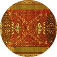 thumbnail image 1 of Ahgly Company Machine Washable Indoor Round Persian Yellow Traditional Area Rugs, 5' Round, 1 of 4