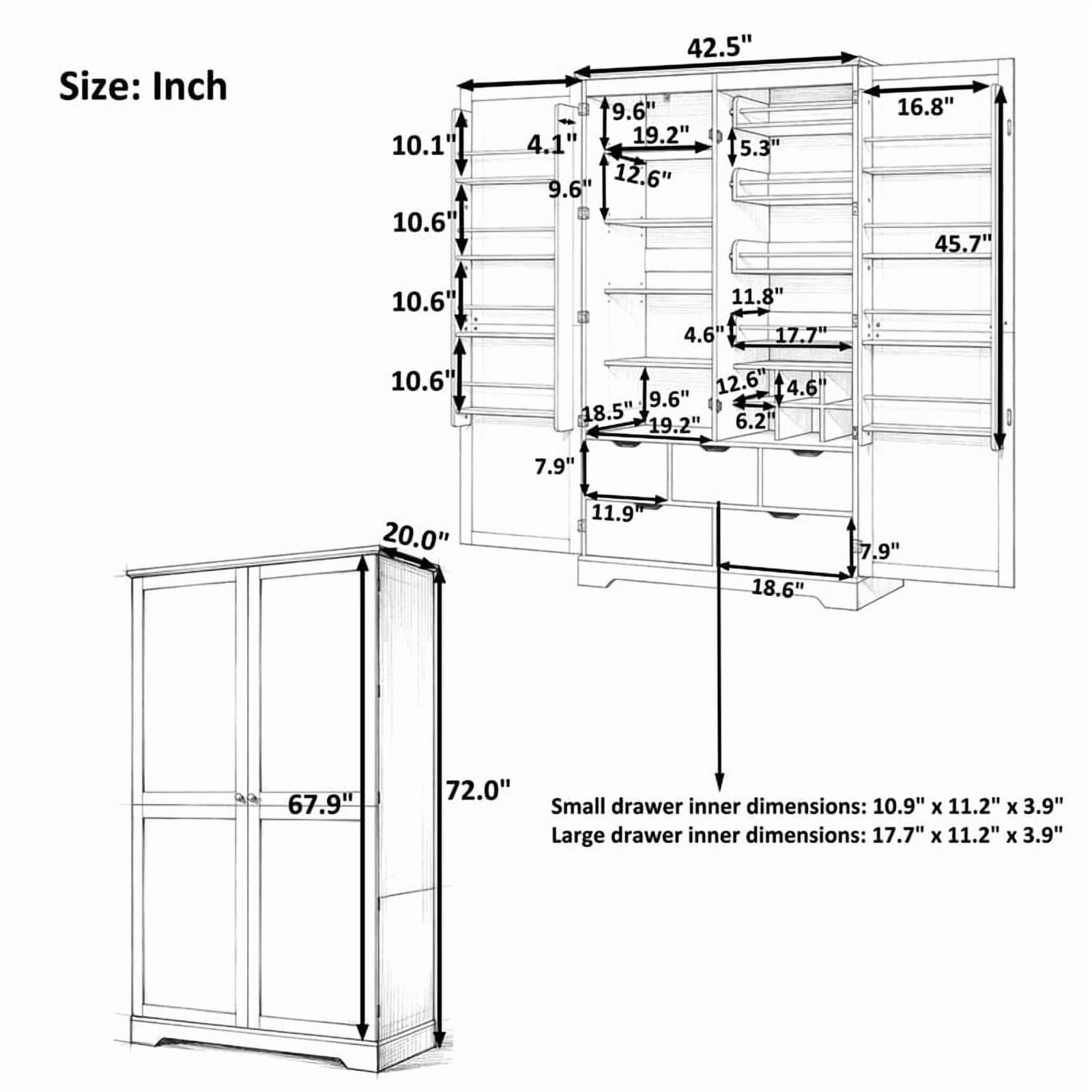 All-in-One Kitchen Pantry Bar Cabinet with Drawers, Hidden Trays, Racks & Adjustable Shelves, Freestanding Storage Cupboard